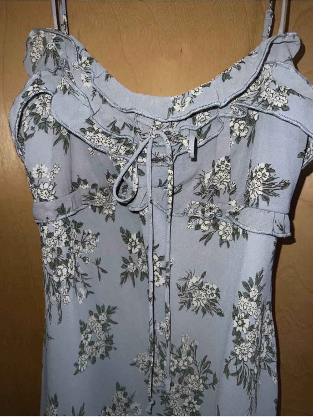 wild fable Light Blue Floral Ruffle Tie-Front Dress